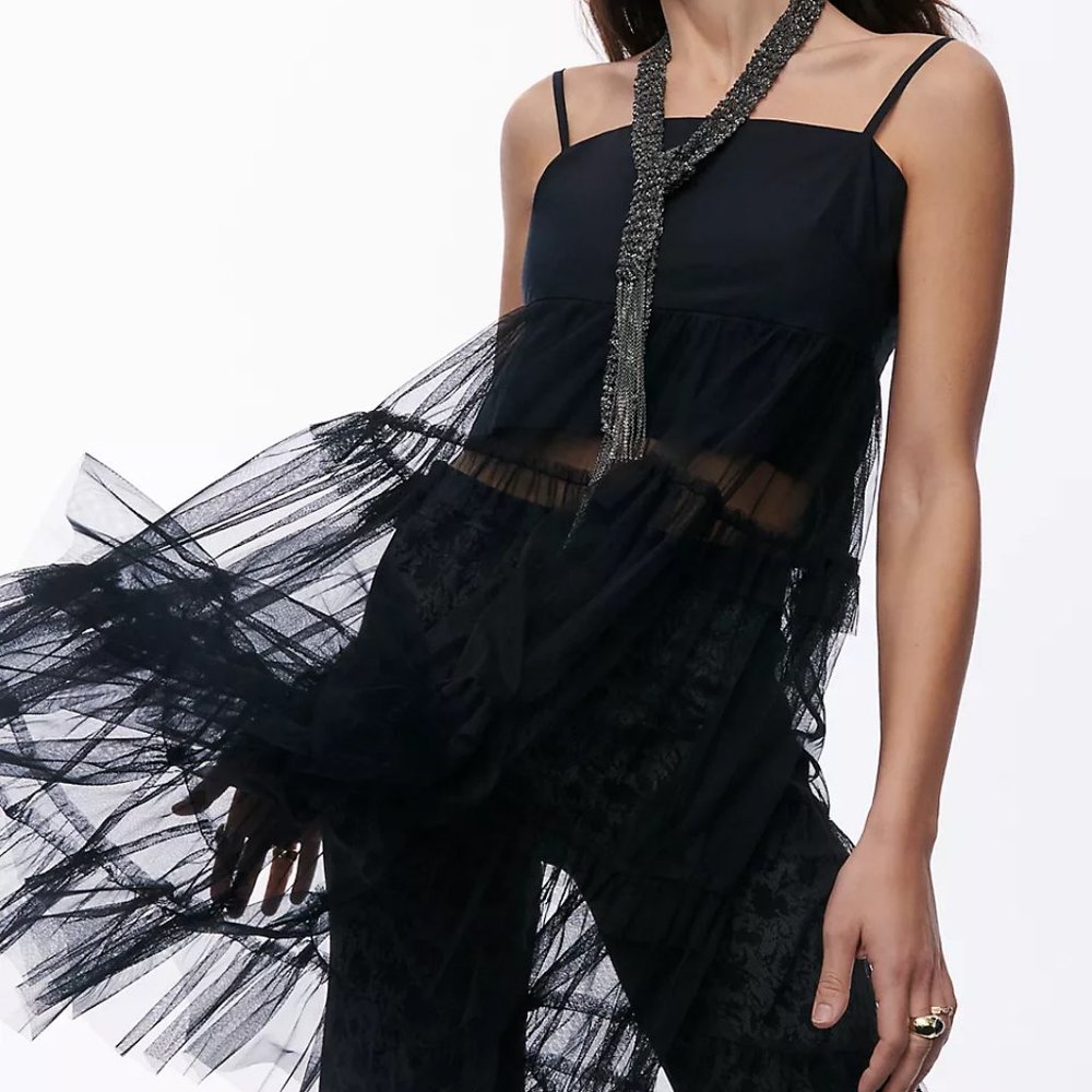 Maeve Tiered Tulle Tunic Blouse